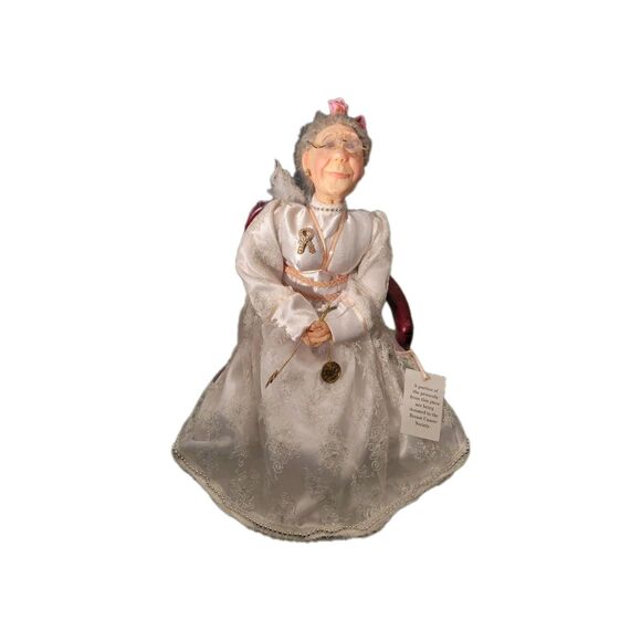 JACQUELINE KENTS FAIRY GODMOTHER Breast Cancer Fairy 2005 With Wooden Chair - Picture 16 of 16